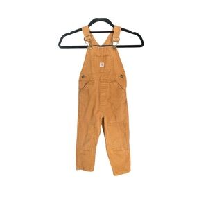 3T Kids Tan Carhartt Overalls Double Knee Canvas